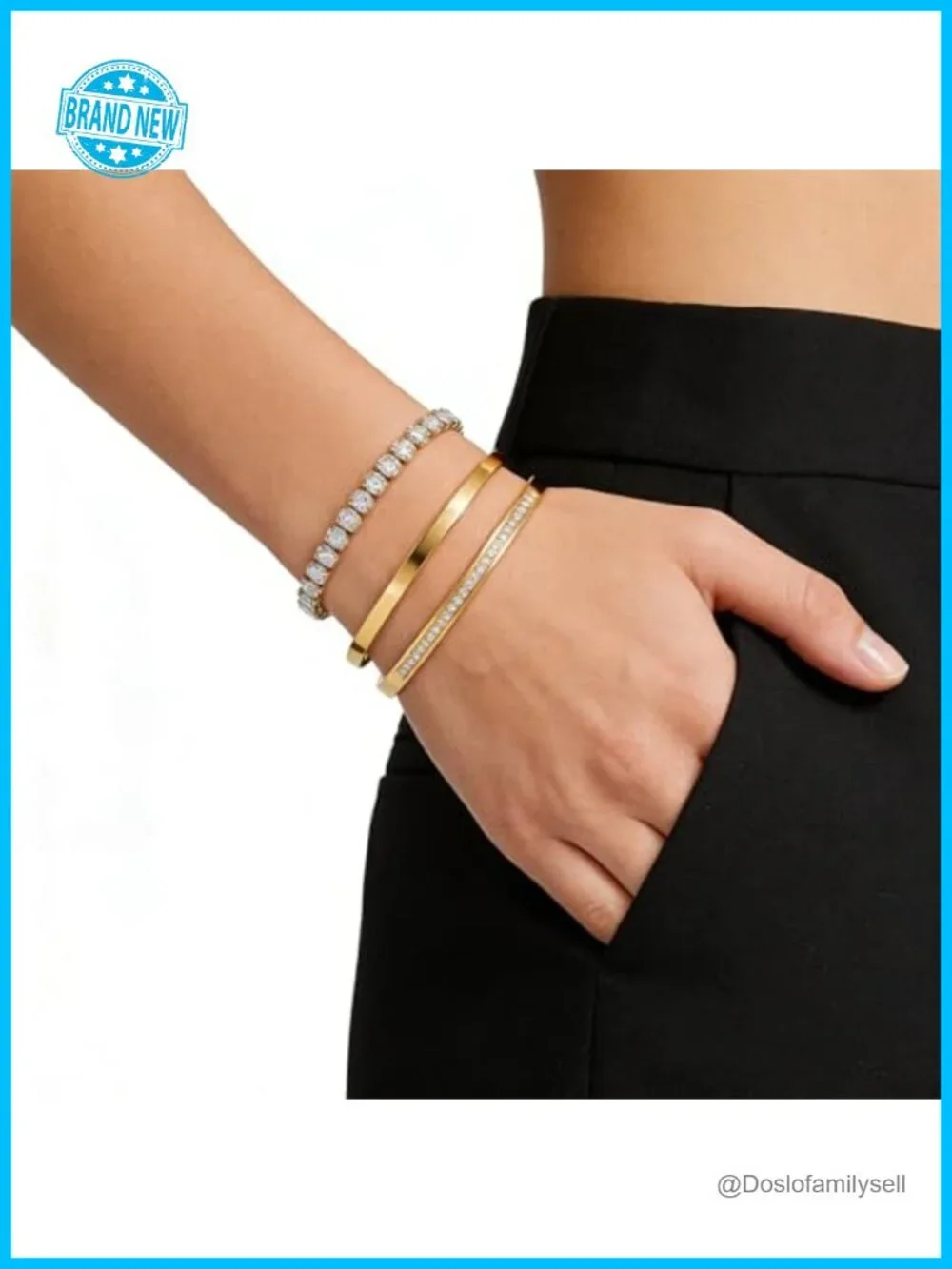 Stainless Steel Bangle Bracelet Set Stackable Non Tarnish